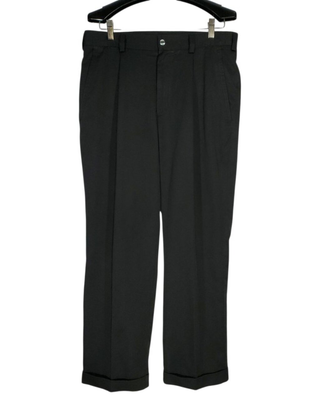 Nike Fit-Dry Golf Pants Men's 34x30 Black Chinos Pleated Cuffed Slacks Trousers